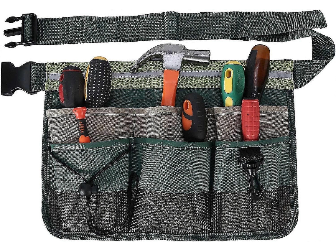 Cinturão de ferramentas de jardim com 7 bolsos ajustável verde S/MARCA