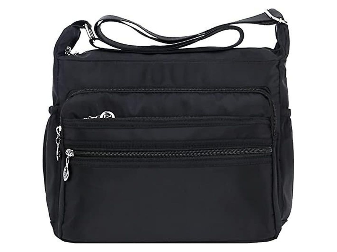 2026 bolsa de Mão Feminina Leve de Nylon Resistente À Água com Zíper e Cinto Ajustável Bolsa Transversal Preta