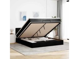 Estrutura De Cama Otomana Com Colchão 160x200 Cm Tecido Preto