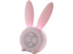Despertador Em Forma De Coelho Com Luz Noturna Integrada, Função Soneca, Porta Usb E Para Pendurar.