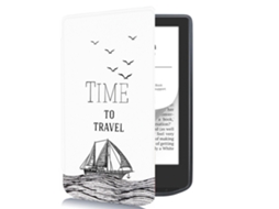 Capa Panoona Para Pocketbook Verse 629, Leve, Fina E Resistente A Impactos, Em Pele Premium Branco