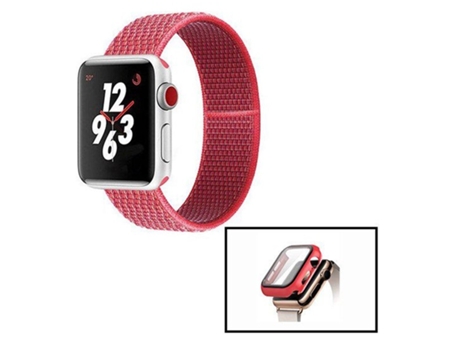 Kit Capa Anti-Impacto Pulseira Bracelete Nylonsense Apple Watch Series 5 44Mm ATYULNM Vermelho