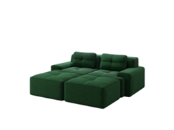 Sofá Modular Cloud em U, com Pufe em Veludo Cotelê Verde, sem Montagem PAPRIKA SHOP