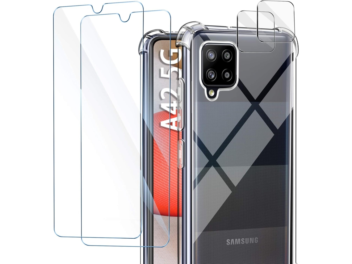 Conjunto de Lentes para Telefone Vidros Temperados Câmera para Samsung Galaxy A42 5G HONGWE. Textura Macia Transparente (2un)