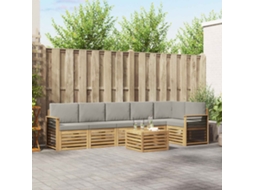 Vidaxl Conjunto De Sofás Para Exterior 7 Pcs Branco E Cinzento-claro