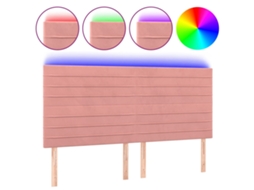 Cabeceira de cama MAISON EXCLUSIVE em veludo rosa com luzes LED (160x5x118 cm)