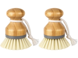 Escova De Bambu Para Lavar Louça, Panelas E Pia, Pacote Com 2 Unidades.