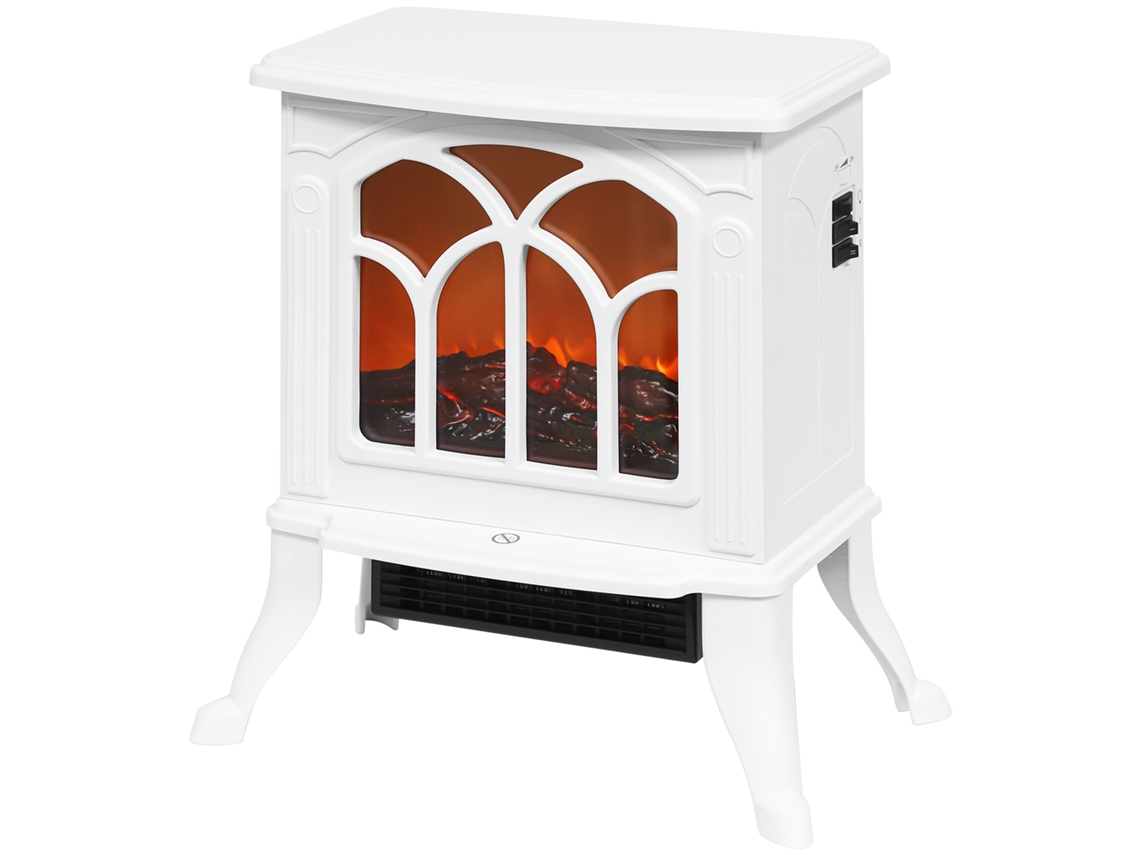 Lareira Elétrica Vertical, 1500w, 2 Potências, Efeito Chama 15 20m², Branco