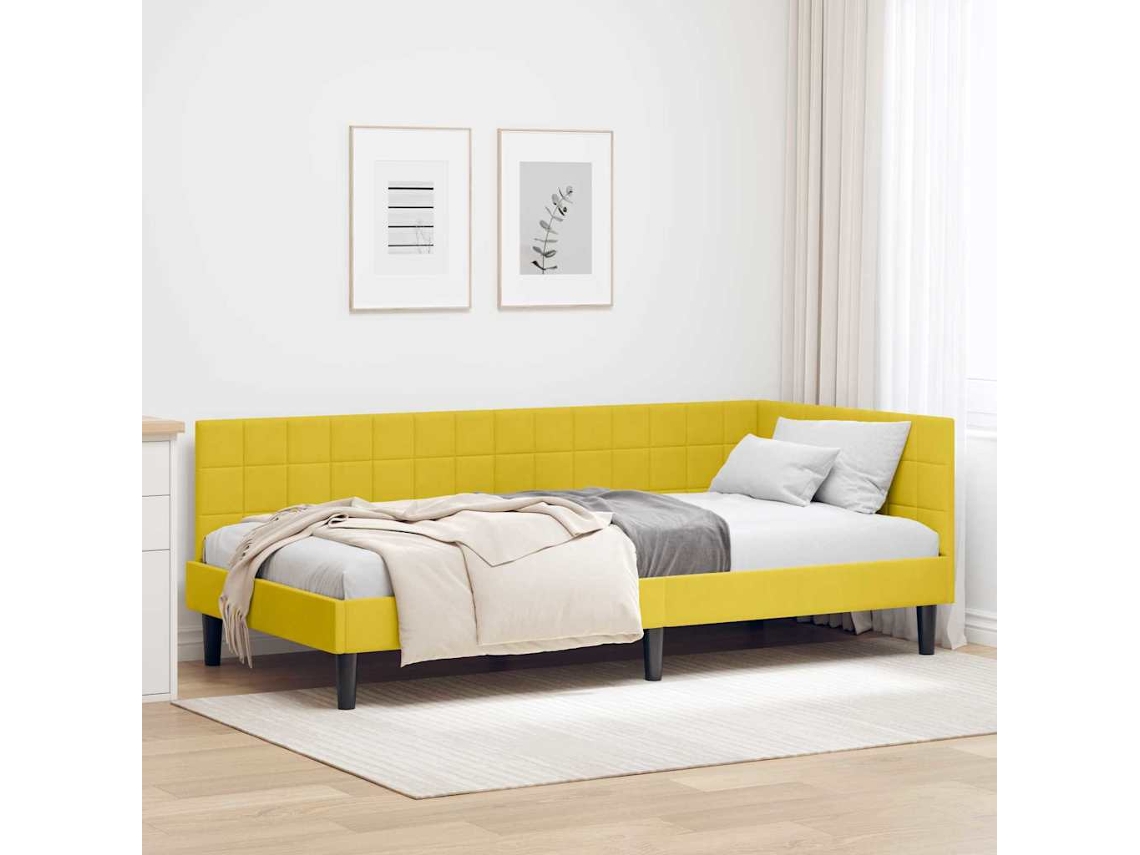 Vidaxl Estrutura De Cama De Canto Amarelo 90 Cm X 200 Cm Veludo