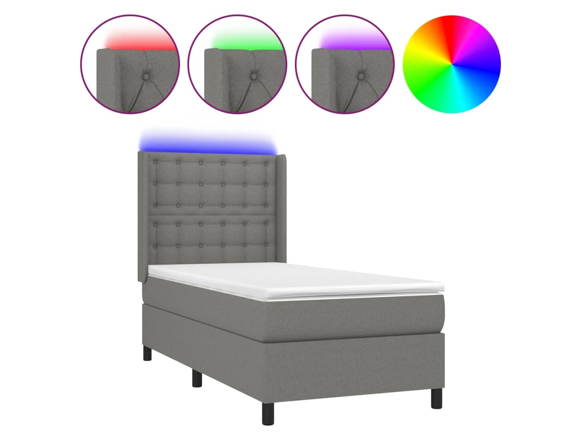 Box Spring Bed, Box Spring Beds Vidaxl Cinzeto Tecido (100 X 200 Cm)