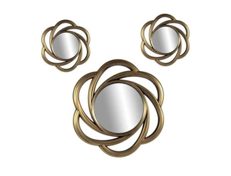 Conjunto de 3 espelhos de parede decorativos dourados antigos 20-35 cm 836855