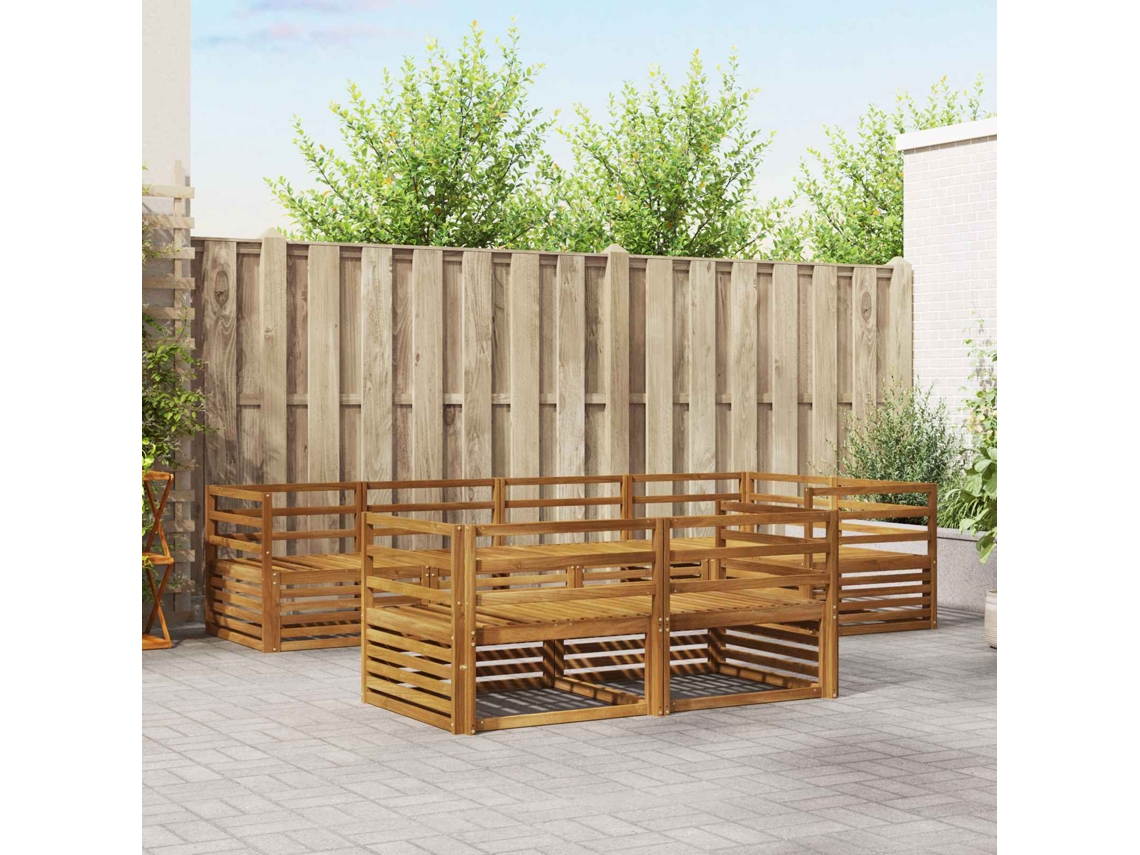Vidaxl Conjunto De Sofás Para Exterior 7 Pcs Natural