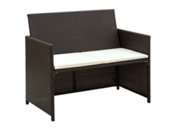 Conjunto de Sofá para Jardim 8 Pcs Vime Pe Castanho MAISON EXCLUSIVE
