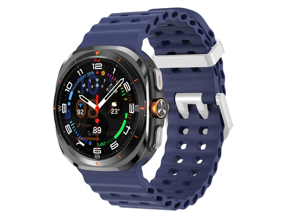 Pulseira Marine Para Samsung Galaxy Watch Ultra 2/1 47mm (2026/2025/2024), Silicone, Desportiva Azul Escuro Hexinyigjly