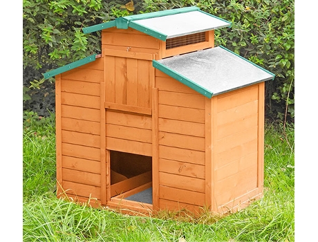 Gallinero Halifax para 3-4 Gallinas - Madera Tratada para Exteriores - Muy Práctico - Los 2 Paneles del Tejado se Levantan de Forma Independiente - Bandeja Extraíble
