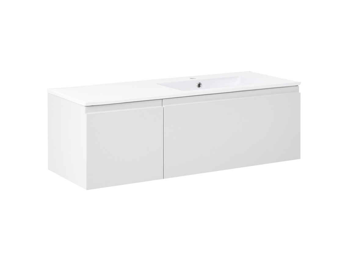 Móvel De Casa De Banho Suspenso Com Lavatório BELIANI Coroico De Mdf Cinzento Claro 120x46x38