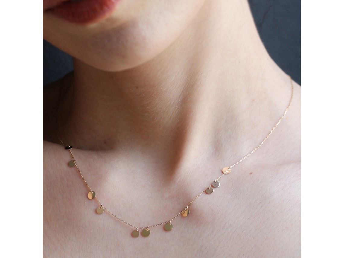 Colar de Sorridente em Prata Pura 925, em Lâminas Redondas Lisas e Minimalista, com um Toque Divertido e Adorável MDUG (prata Branco)