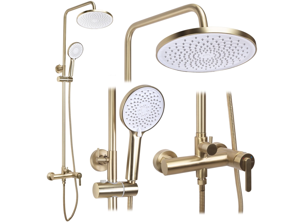 Conjunto Chuveiro Pincel Dourado Rea Ontario