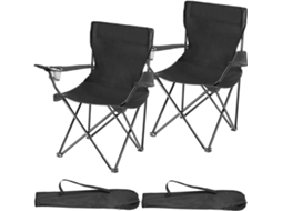 Conjunto de 2 Cadeiras de Camping Dobráveis ​​e Portáteis com Porta copos AQUAFORGE (pretas)