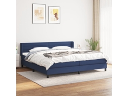 Vidaxl Cama Com Molas/colchão 200x200 Cm Tecido Azul