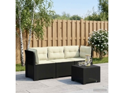 Vidaxl Sofá De Jardim 3 Lugares Com Almofadas Visual Rattan Pp