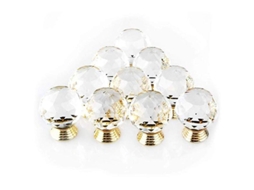 Lote De 10 Puxadores De Gaveta Redondos De Cristal Dourado,30mm,para Móveis,armários E Cômodas