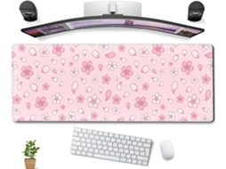 Mousepad Flor De Cerejeira Rosa Kawaii Xl Grande Estendido Para Jogos, Tapete De Mesa Fofo Em Tons Pastel De Anime, Estético 80x30 Cm Brilvibera