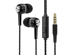 Fones de Ouvido com Fio e Microfone MDUG Estéreo com Graves Potentes (preto)