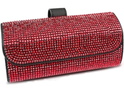Organizador de Óculos para Carro, Decorado com Strass, Clipe para Guardar Óculos no Quebra, Sol do Carro AQUAFORGE (vermelho)