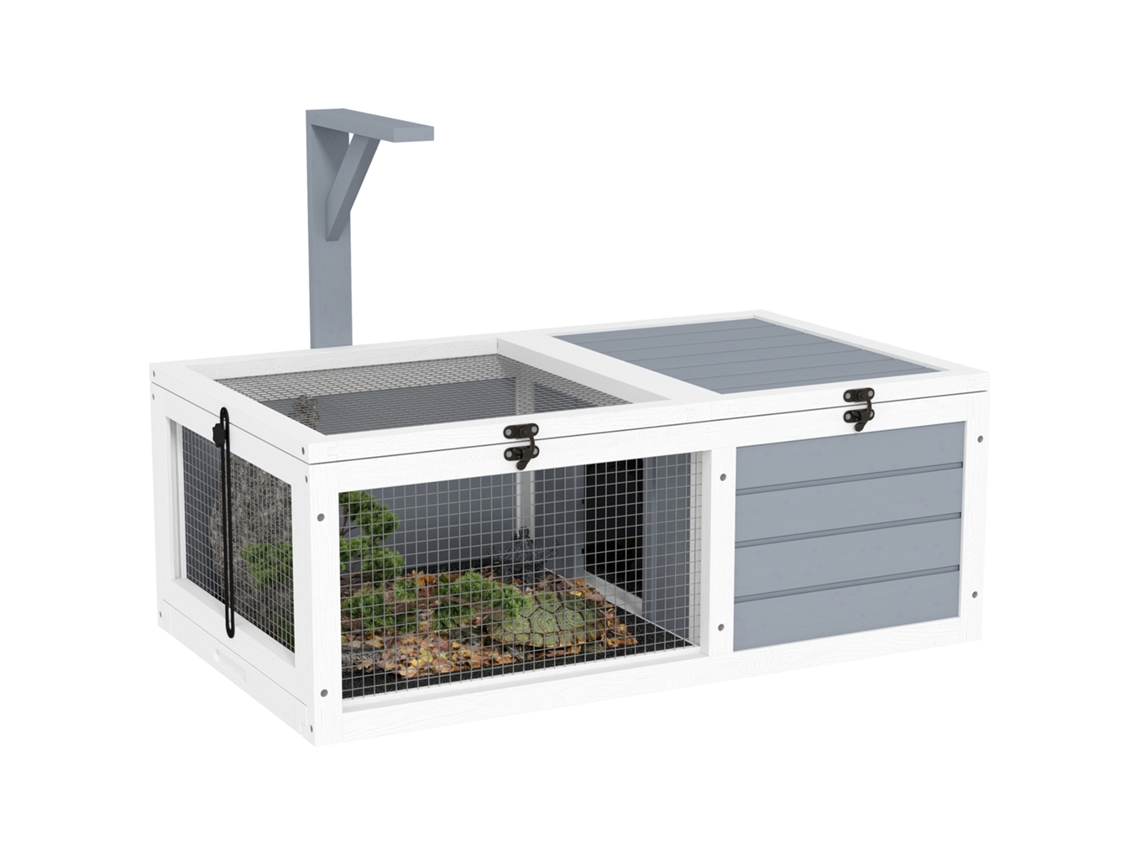 Gaiola para Tartarugas com 2 espaços, suporte para luminárias, cinza
