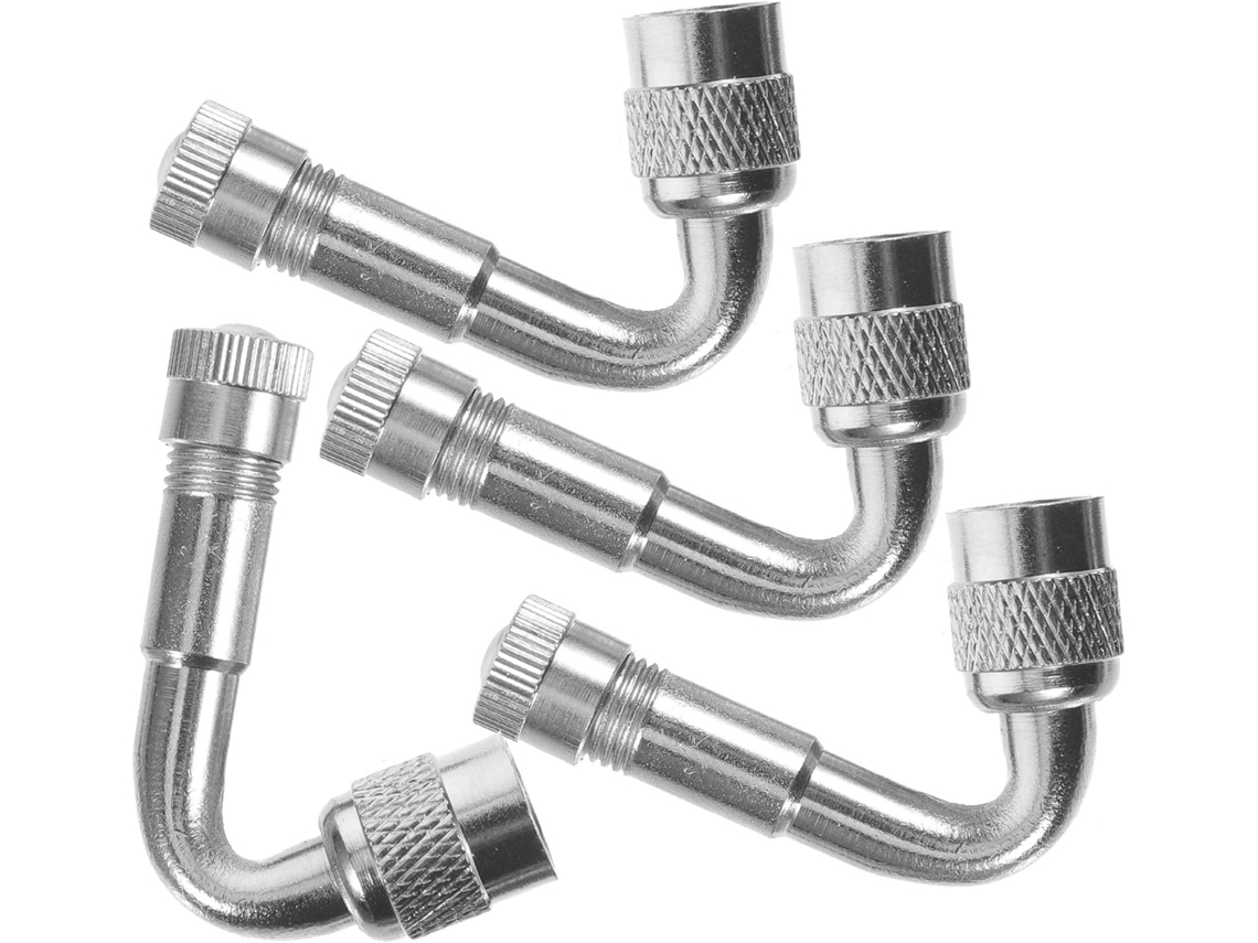 Conjunto de 4 peças de extensão de latão para válvula pneumática com adaptador de ângulo de 45 graus