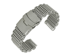 Pulseira De Relógio De Aço Inoxidável Shark Mesh De 20 Mm Com Fecho Dobrável Olysi Shop (padrão Longo Prateado)