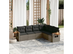 Vidaxl 6 Pcs Conjunto Sofás De Jardim Com Almofadões Vime Cinzento