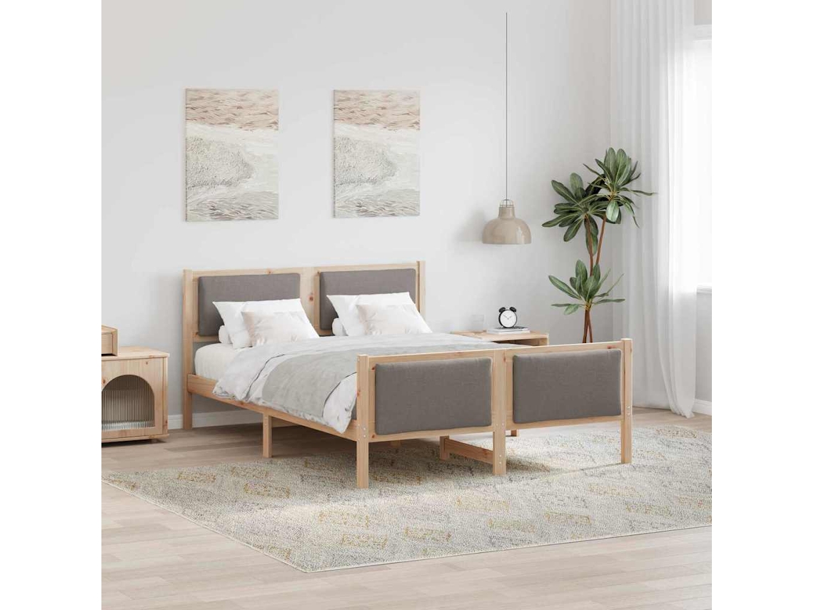 Vidaxl Estrutura da Cama Cinzento acastanhado 140 X 190 Cm Tecido