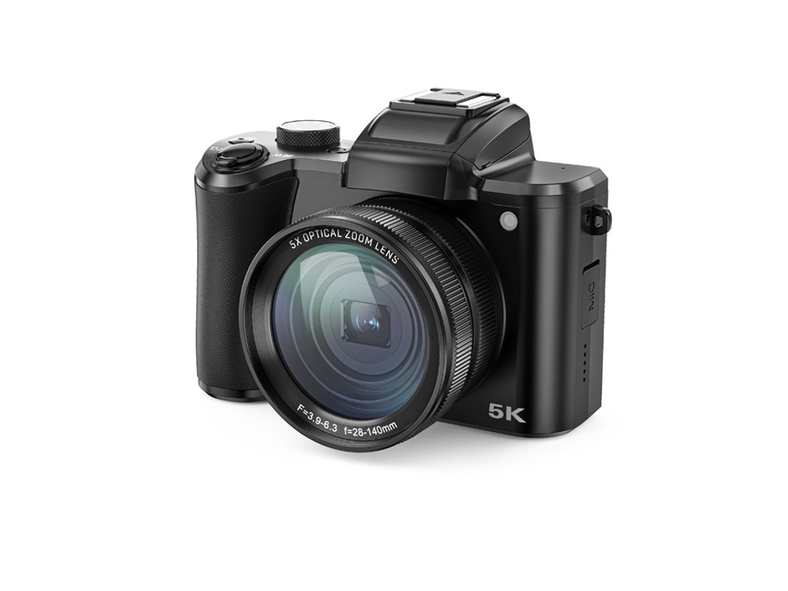 Câmera Digital 5k Para Fotografia, Foco Automático, Câmera De Vlog De 64 Mp Para Youtube Com Lentes Frontal E Traseira (preta)