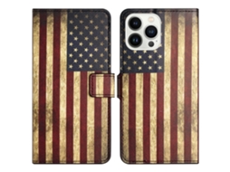 Capa Em Couro Pu Para Apple Iphone 16 Pro - A Bandeira Americana