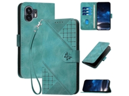 Capa De Couro Com Estampa De Borboleta Em Relevo Yx0080 Com Cordão Para Nothing Phone 2