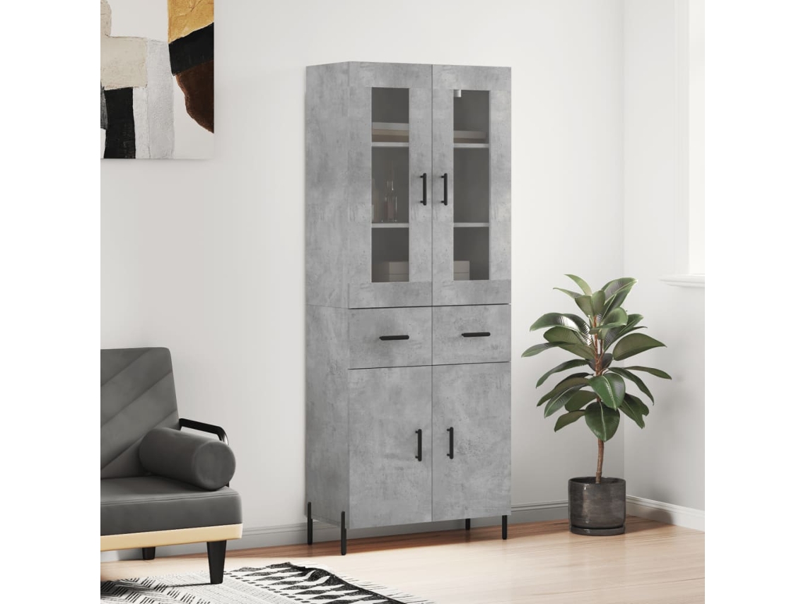 Vidaxl Armário Alto 69,5x34x180 Cm Derivados De Madeira Cinza Cimento