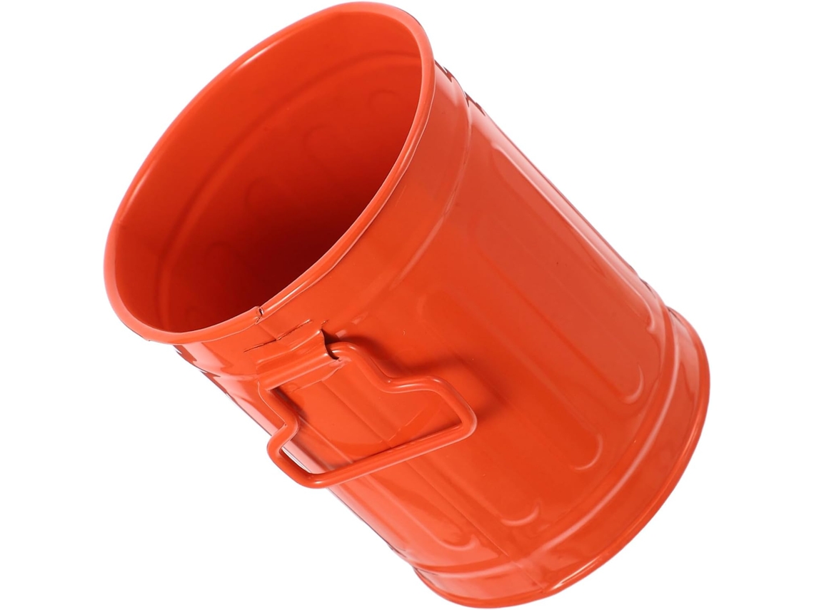 Lixeira De Mesa Mini, Laranja, Em Ferro, Fofa E Resistente