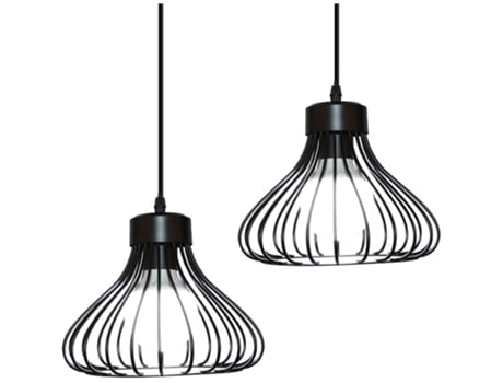 2 Lustres Cage Vintage 23cm, Luminária E27 para Sala e Restaurante