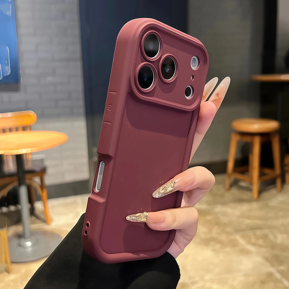 Capa De Silicone Macio Para Iphone (cor Borgonha, Iphone 14), Com Proteção Traseira Contra Impactos.