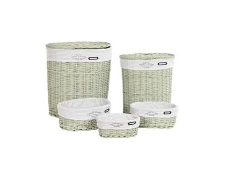 Conjunto de Cestos Dkd Home Decor Poliéster Verde.