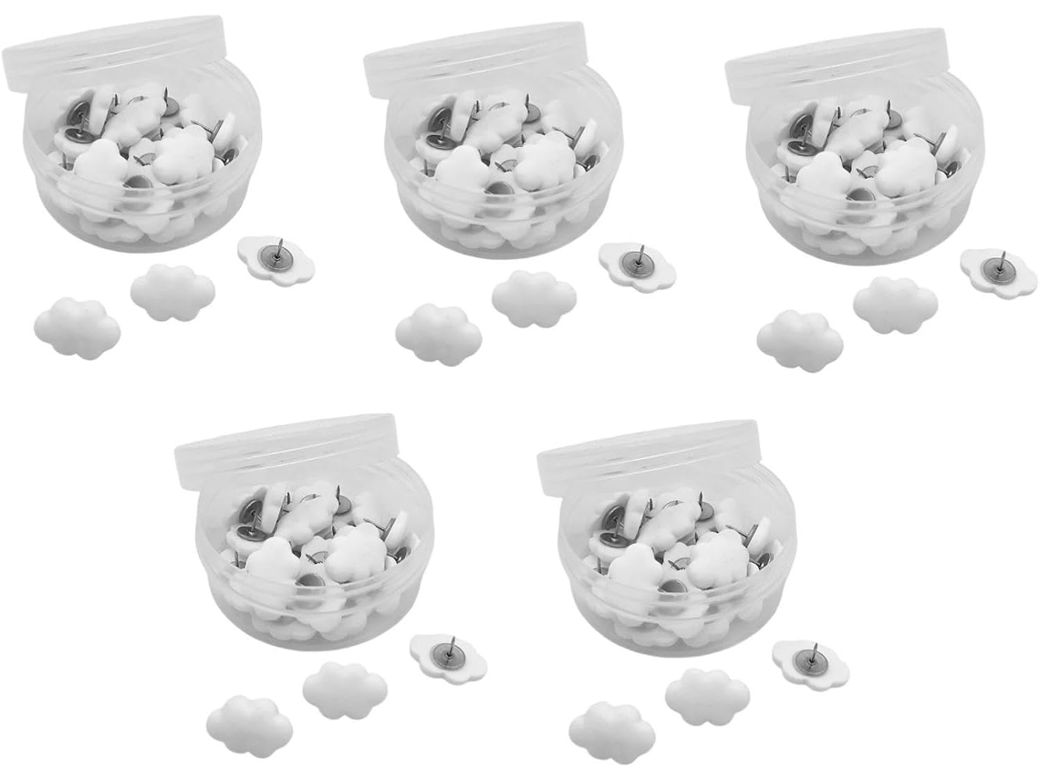 Série 5 Tachinhas Em Formato De Nuvem Cremosa Para Quadro Avisos,