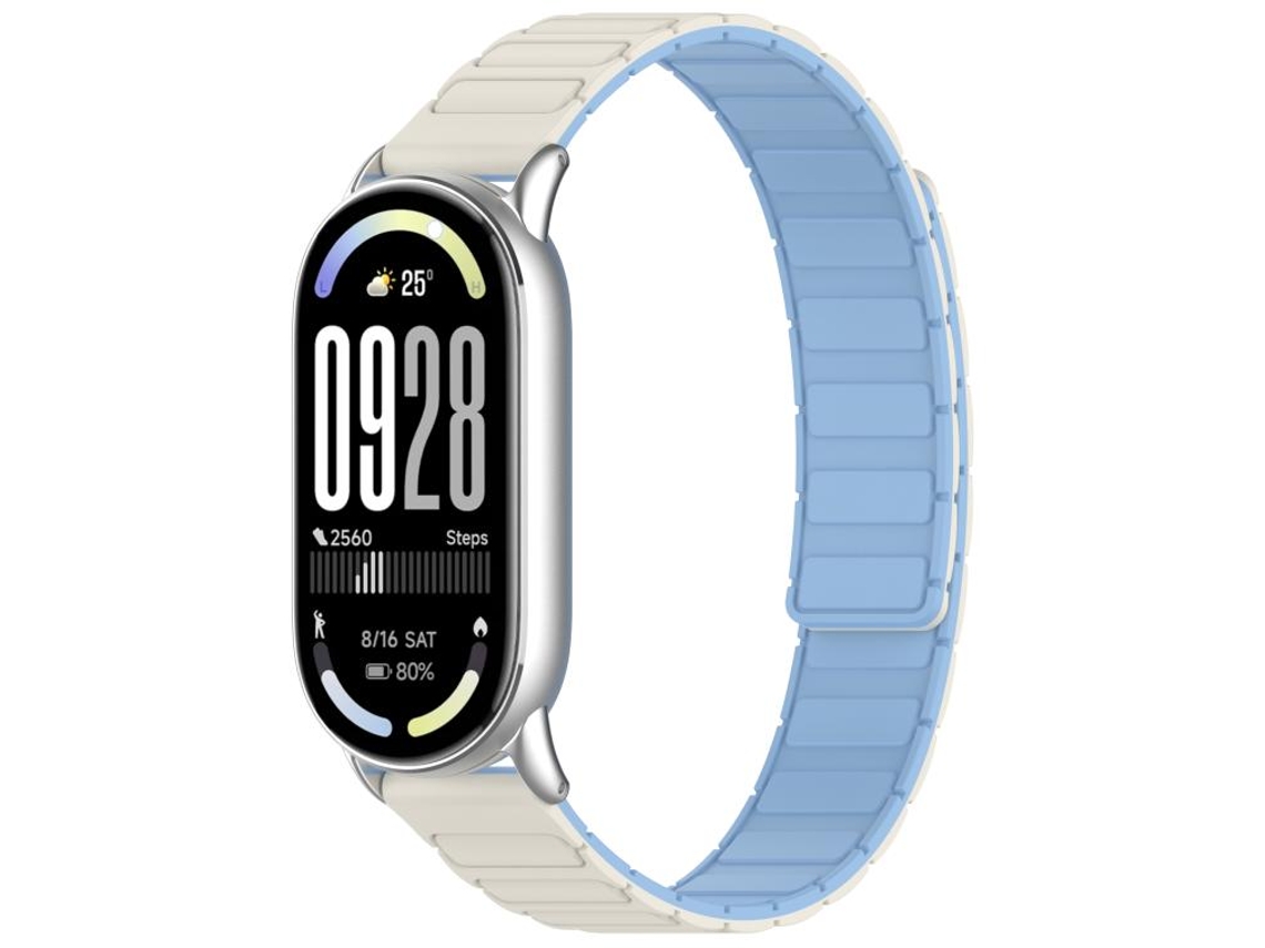 Bracelete para Xiaomi Smart Band 10/9/8 Silicone Magnético Formato de I Branco Antigo, Azul névoa XIAOMOYU