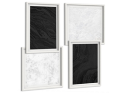 Composição De Quadros Mármores Claros E Escuros Glamour Espelharte (4 Peças)