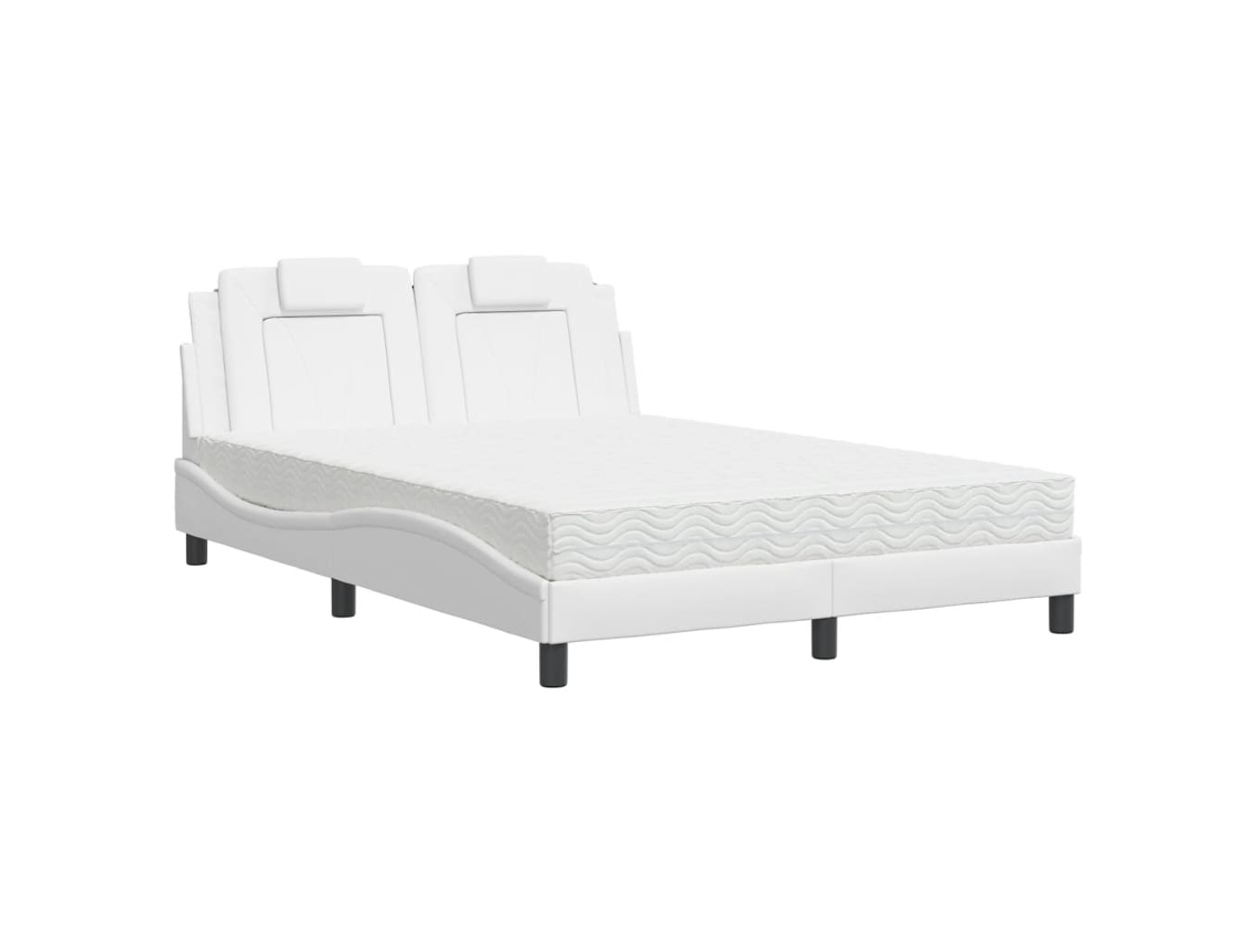 Bed, Beds Vidaxl Branco Couro Artificial (120 X 200 Cm)