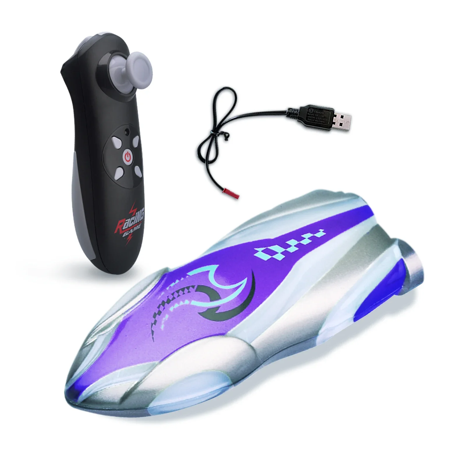Mini Barco Acrobático com Controle Remoto, Luzes e Movimento, Brinquedo Aquático Giratório, Ideal para Banheiras e Piscinas. MDUG (roxo)