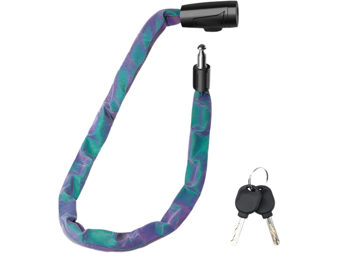 Cadeado Refletor Com Chaves, Corrente Antifurto Para Bicicleta