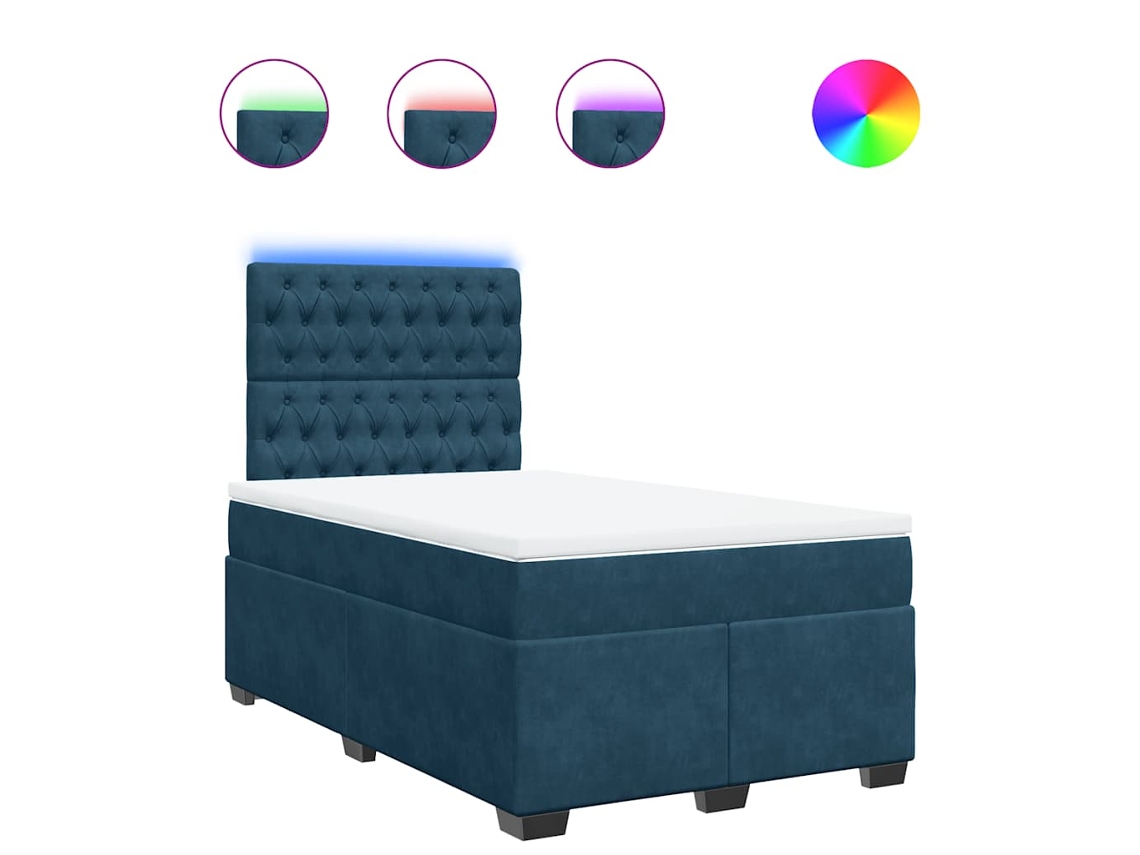 Cama Boxspring com Colchão 120x200 Cm Veludo Azul MAISON EXCLUSIVE