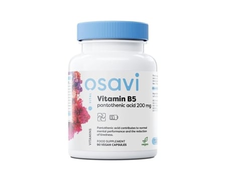 Vitamina B5 Ácido Pantoténico 200mg 90 Cápsulas Vegan Osavi